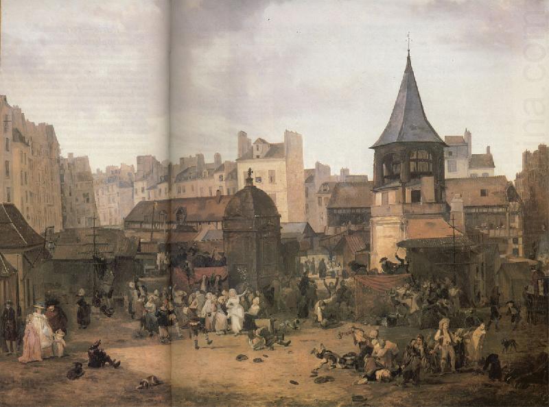 unknow artist gatubild fran 1700 talets paris